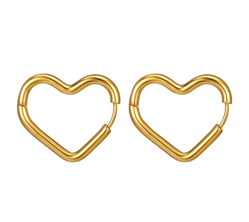 18K Gold Plated Stainless Steel "Hearts"earrings