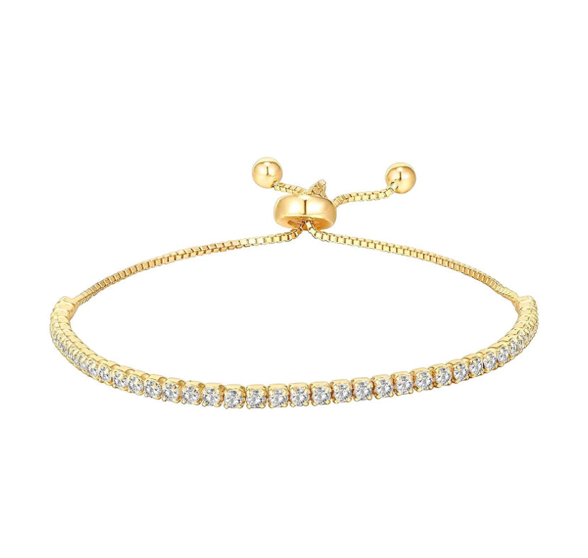 18K Gold Plated Stainless Steel "Tennis"Bracelet.