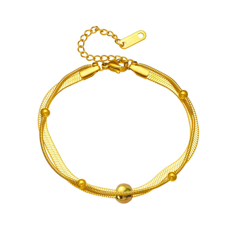 18K Gold Plated Stainless Steel double  bracelet