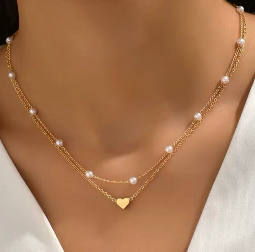 18k Gold Stainless steel heart necklace.