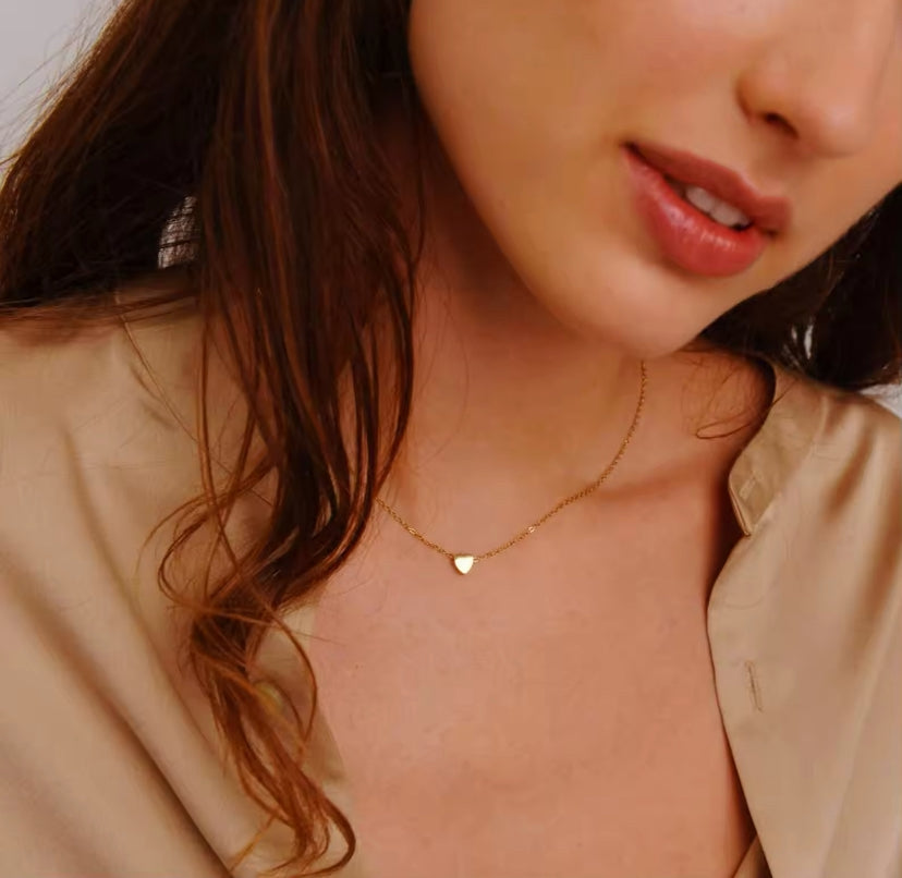 18k Gold Stainless steel heart necklace.